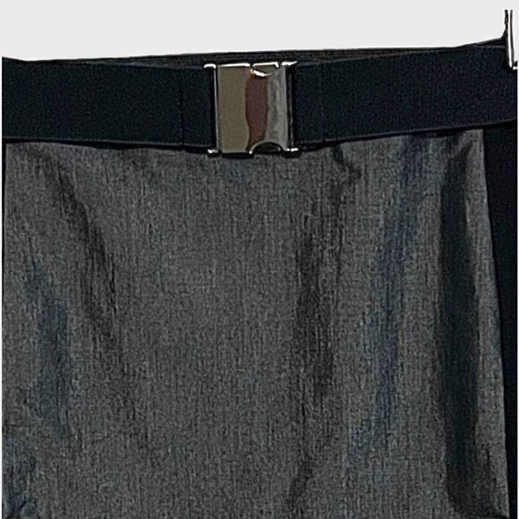 Bebe Black & Silver Stretchy Mini Skirt With Removable Elastic Belt Sz 8 - Picture 7 of 12